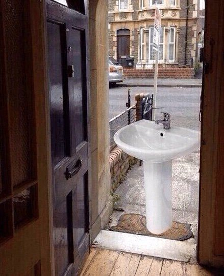 sink at the door meme